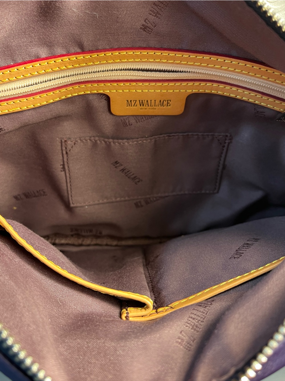 MZ Wallace Paige Bedford Nylon Crossbody Bag Eggplant Purple Silver Hardware - Picture 7 of 10